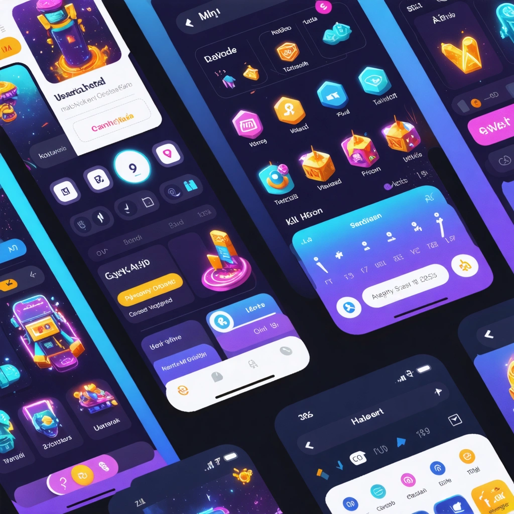 Interface colorée et moderne de l'application Jelly avec des animations et widgets interactifs