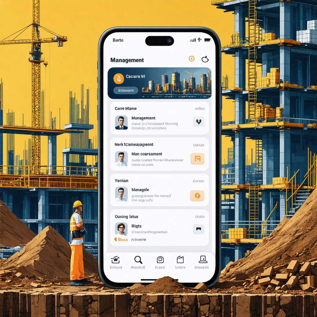 Interface utilisateur de l'application de gestion de carrière sur un site de construction