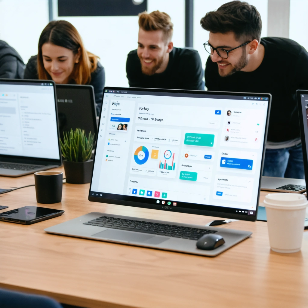 Espace de travail moderne avec l'application Forja